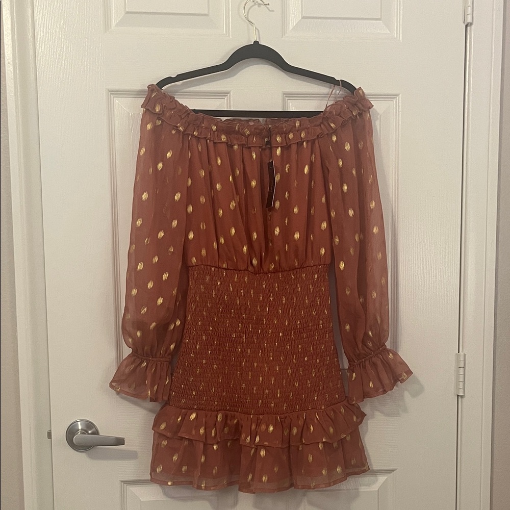 Off-Shoulder Ruffle Dress with Polka Dots Aritzia Wilfred style by Aeom💕